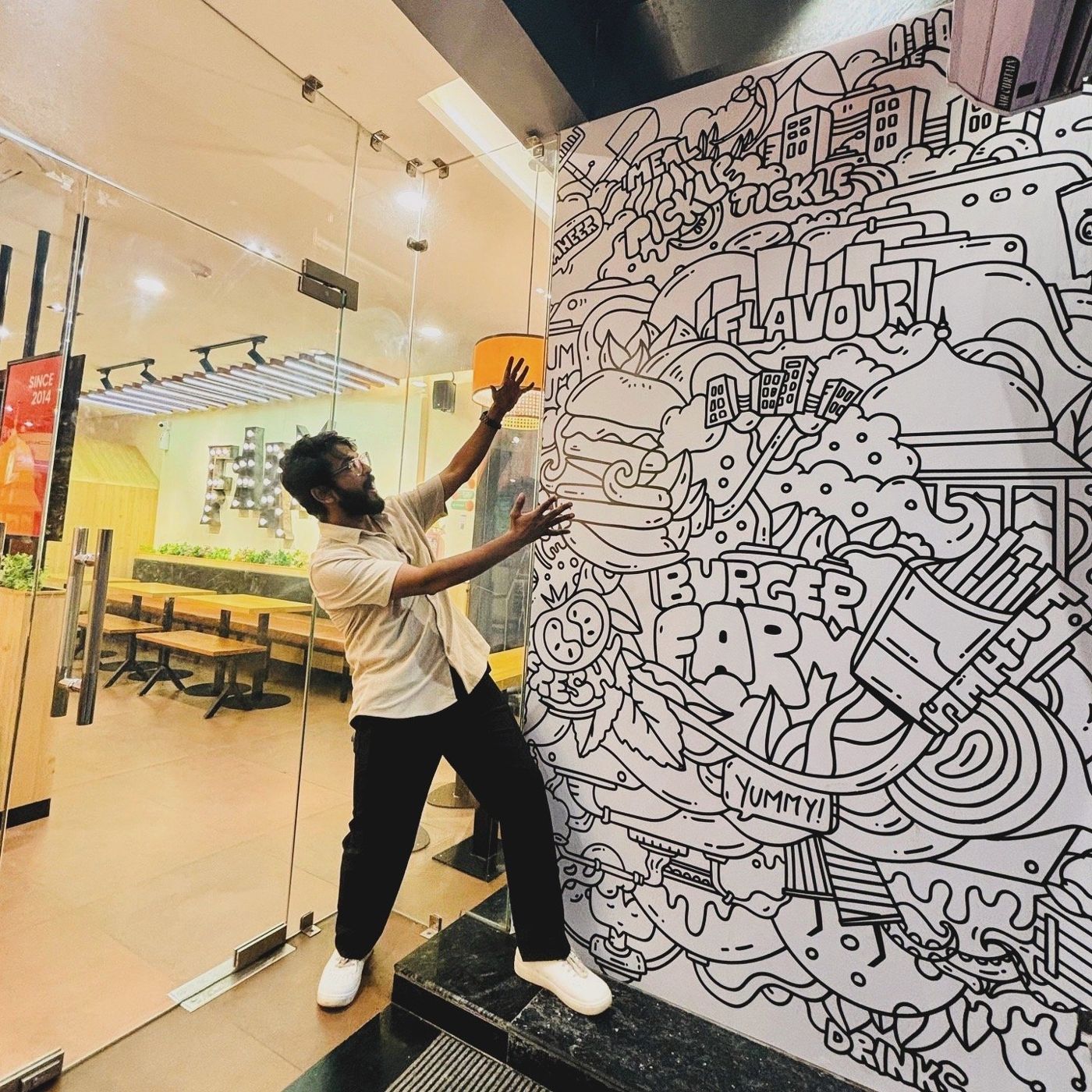 Giant doodled letters installation